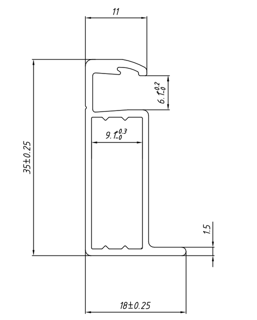 Aluminium Solar Frame 35x18mm