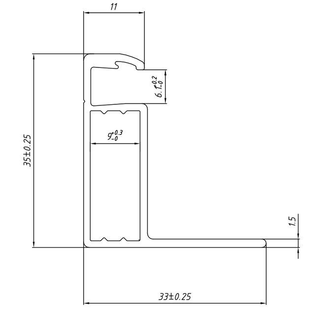Aluminium Solar Frame 35x33mm